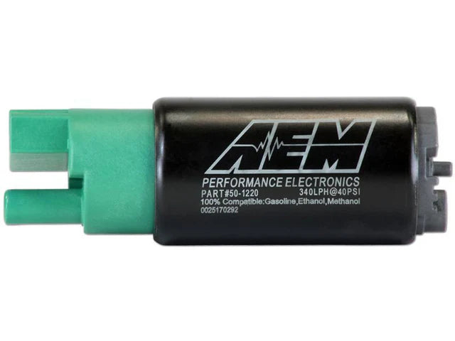 AEM E85 High Flow In-Tank Fuel Pump - 340LPH (65mm, Inline Inlet) (50-1220)